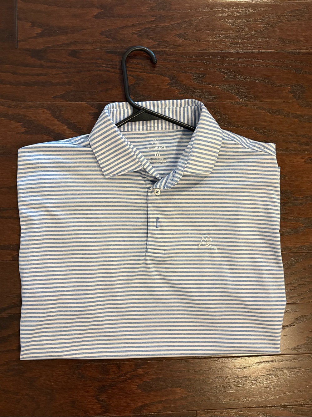 Rhoback Light Blue and White Striped Polo
